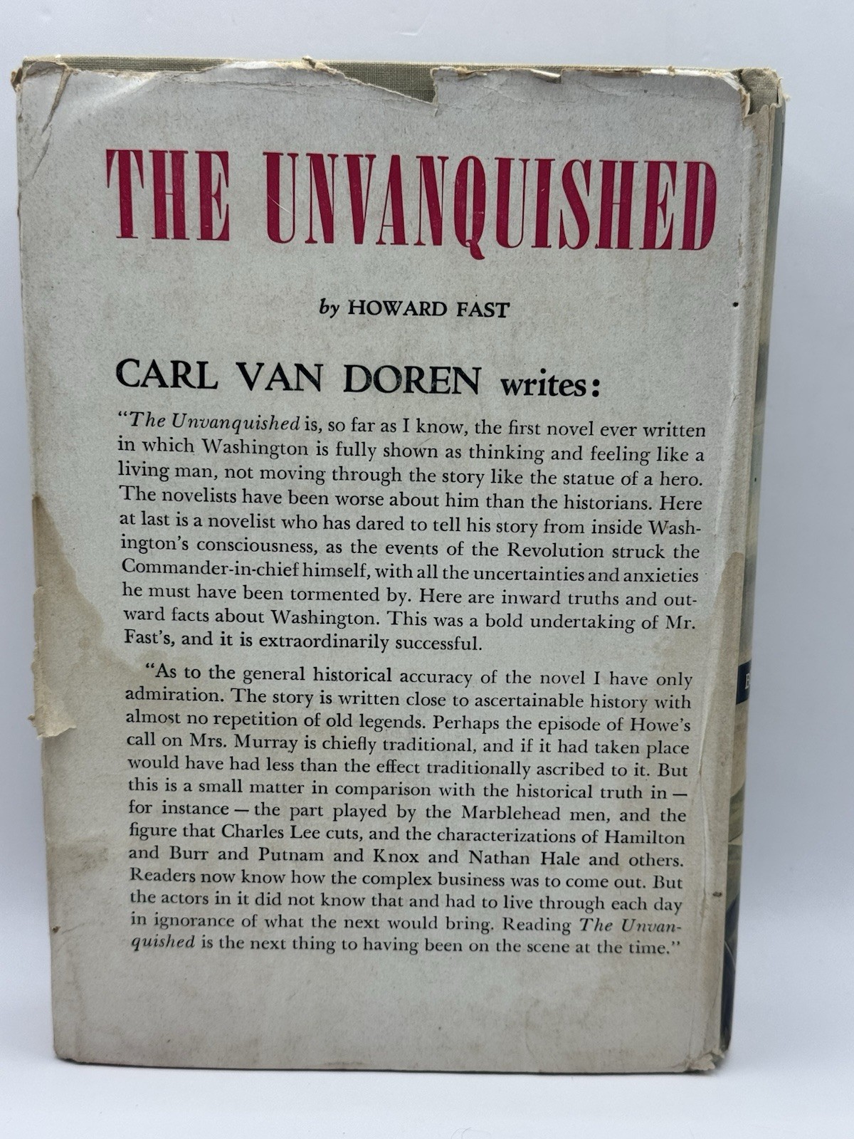The Unvanquished by Howard Fast The Book League of America 1942 HC DJ