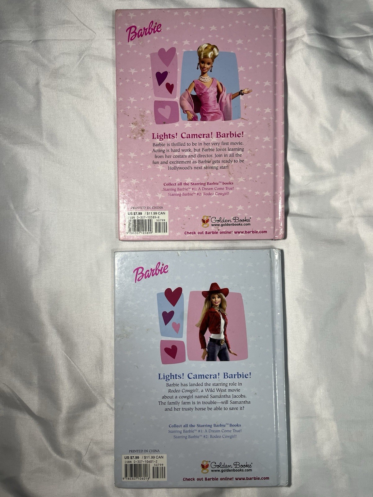 2 Barbie Golden Books HC Lot 2003 Rodeo Cowgirl A Dream Come True #1 #2