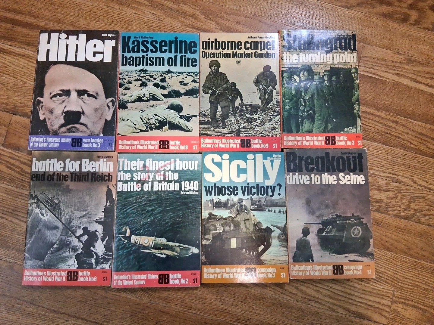 Vintage Ballantine’s WWII Book Lot 8 Illustrated Military History Softcover Batt