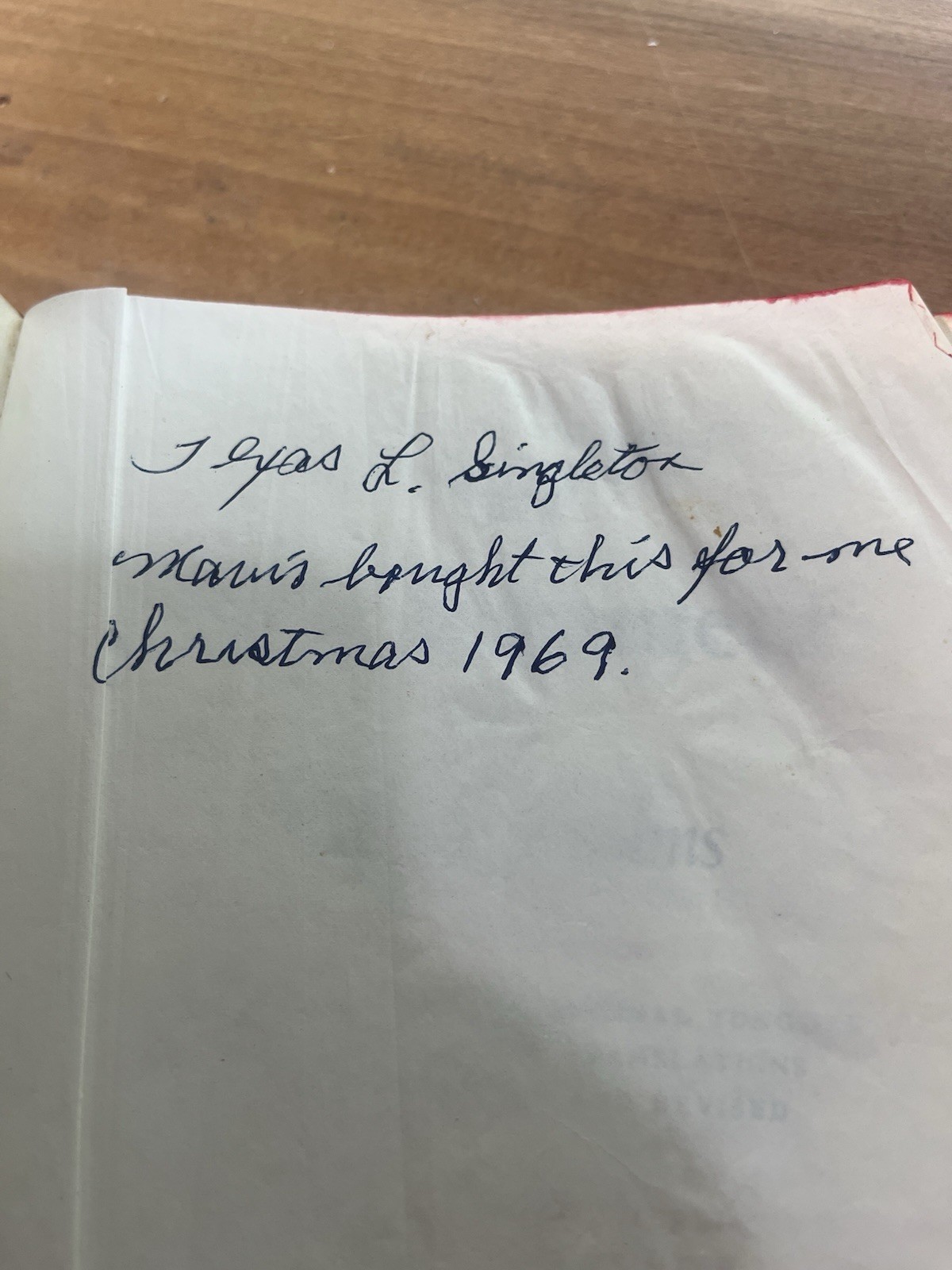 FAMILY BIBLE Christmas Gift In 1969 New Testament and Psalms Red Letter Edition