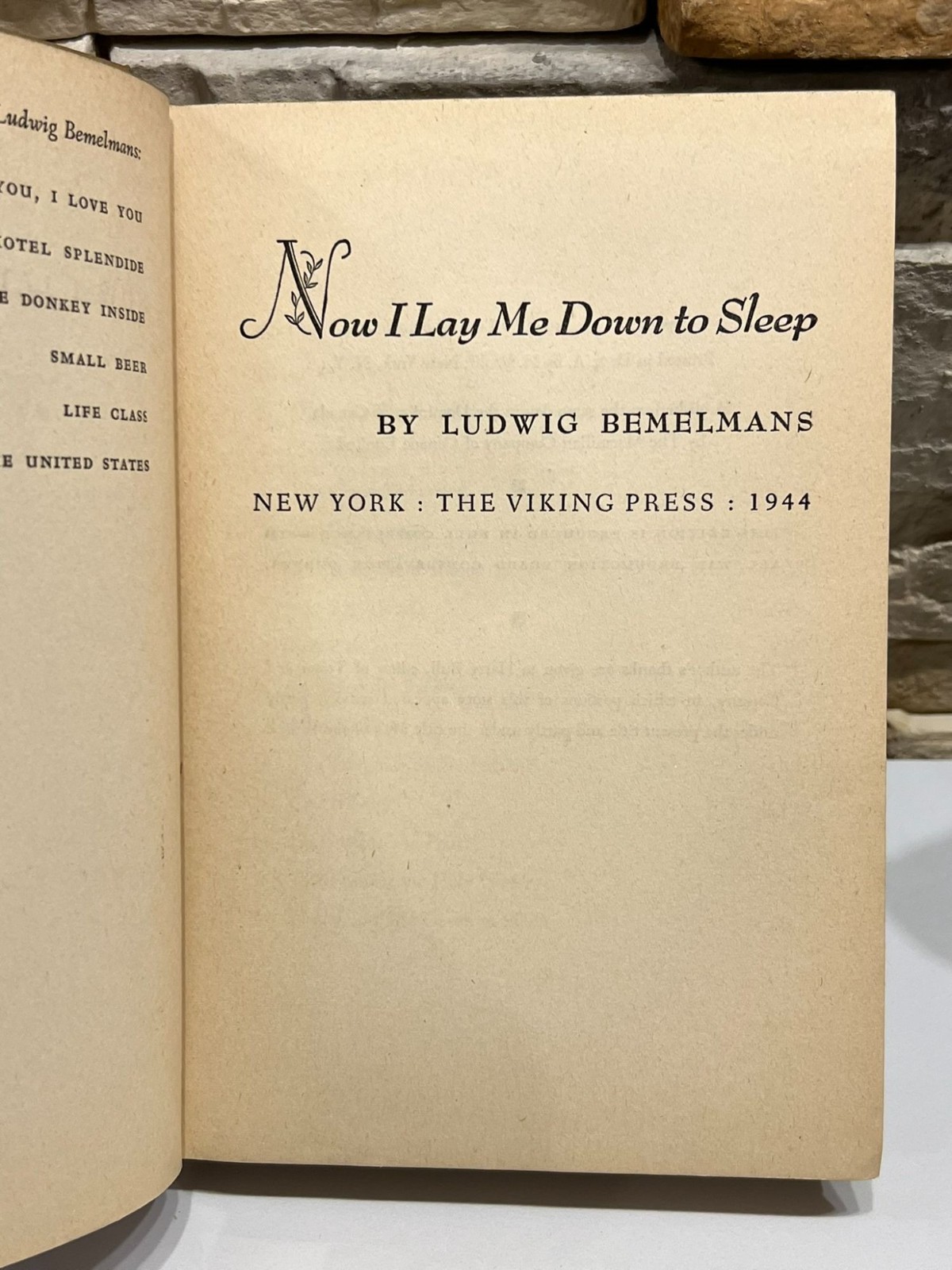 Now I Lay Me Down To Sleep Ludwig Bemelmans 1944 Vintage Fiction Literature