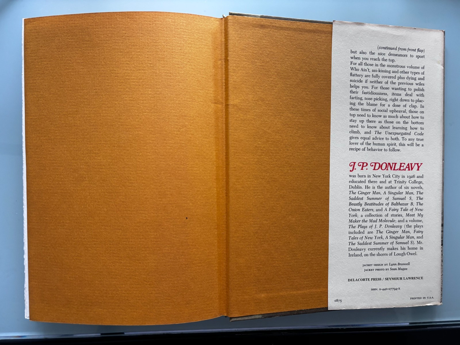 JP Donleavy The Unexpurgated Code 1975 1st Edition & Printing Hard Cover G/VG
