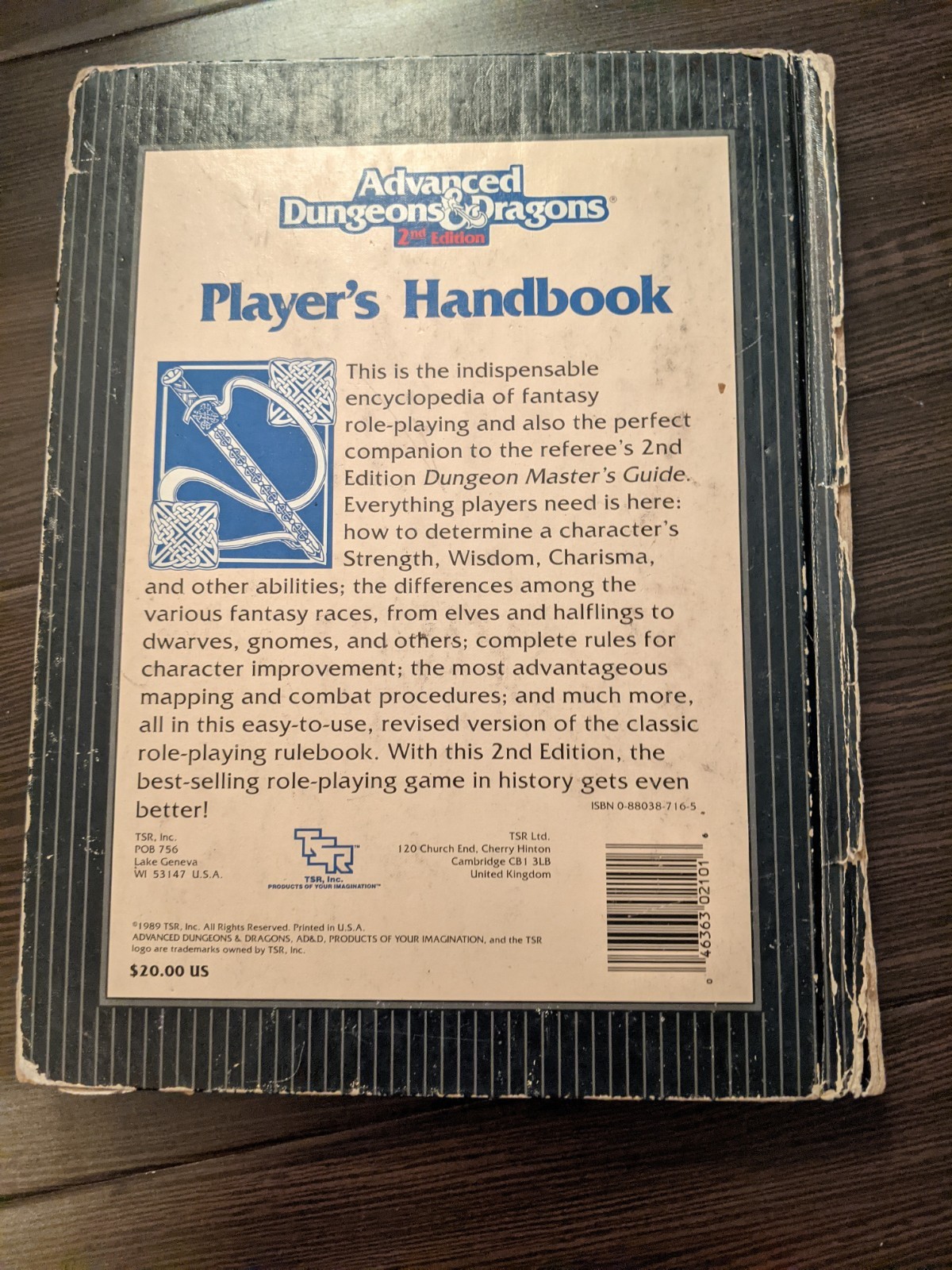 Advanced Dungeons & Dragons Player’s Handbook #2101 2nd Edition 1989 Hardcopy
