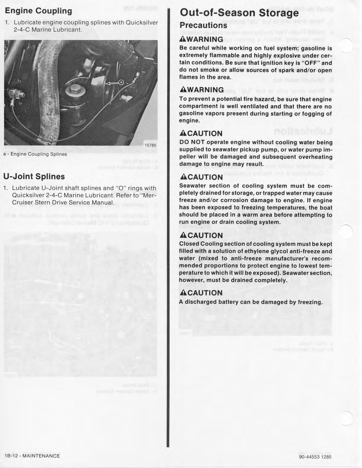 MERCURY Mercruiser NO. 8 SERVICE MANUAL Marine 4 CYL, BINDER, TOUGH FRONT & BACK