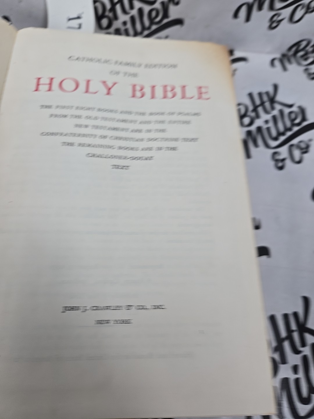 Catholic Family Edition Holy Bible John J Crawley 1953 HC Illustrated Spellman