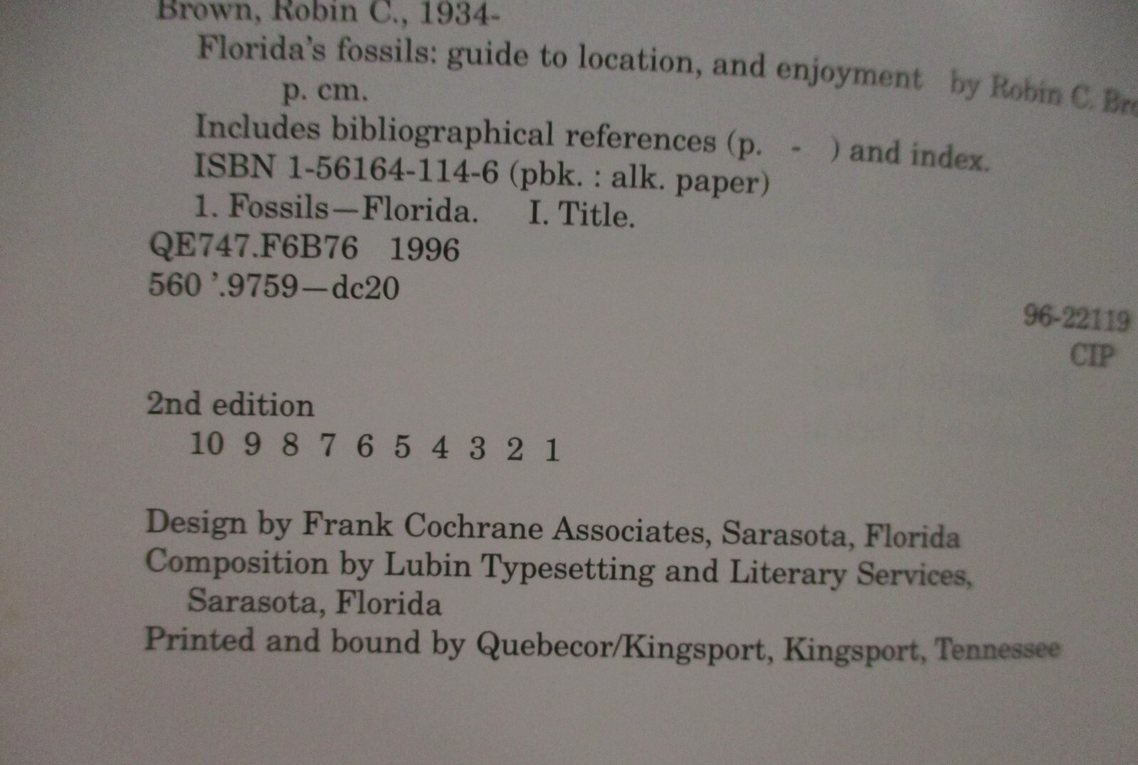 Florida’s Fossils by Brown Guide to Location, Identification and Enjoyment book