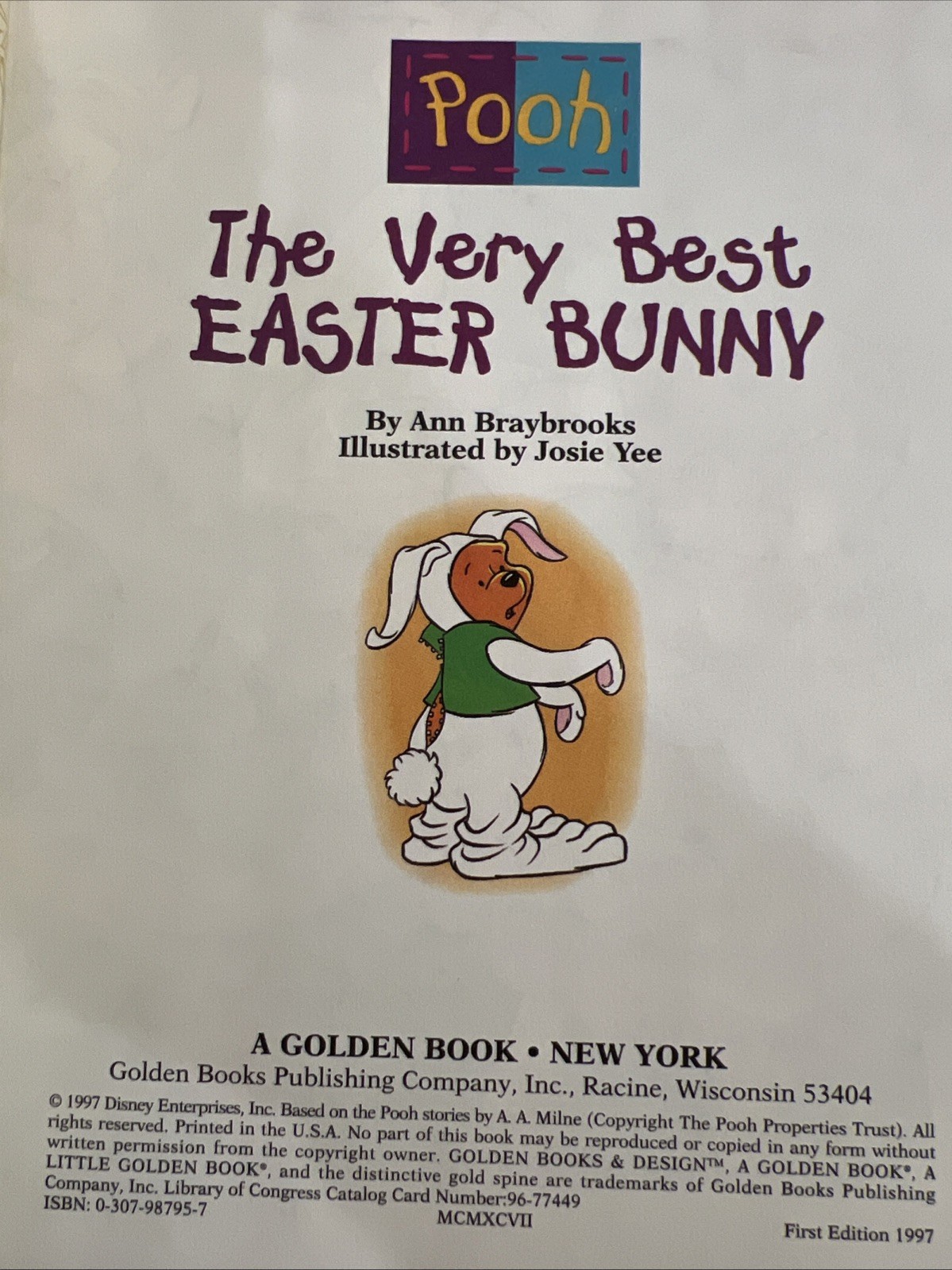 Vintage A Little Golden Book Pooh The Very Best Easter Bunny 1997 #1360