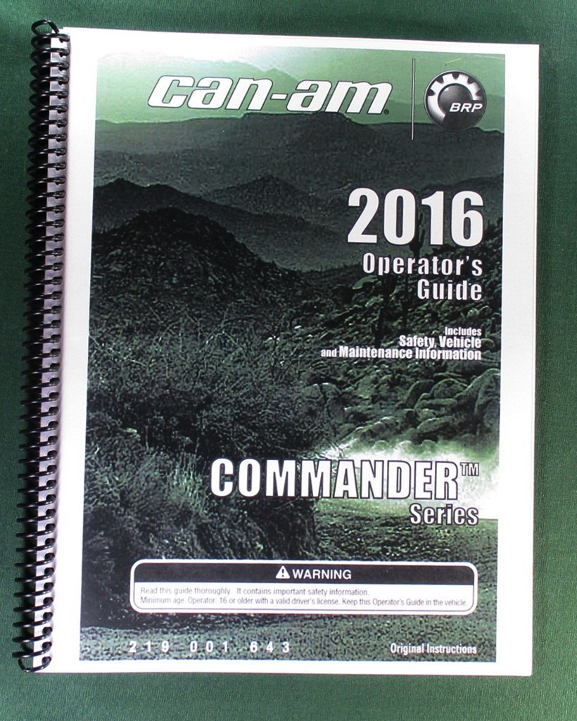 2016 Can-Am Commander 1000 Owner’s Manual: 179 Pages & Protective Covers!