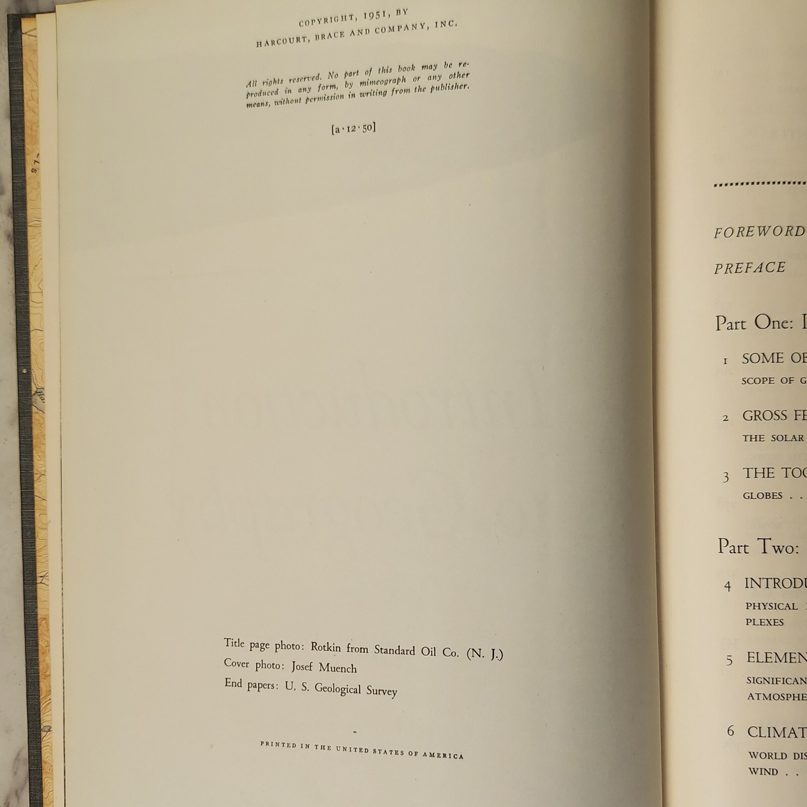 Introduction To Geography, 1951, Harcourt Brace and Co, HC, Vintage Textbook