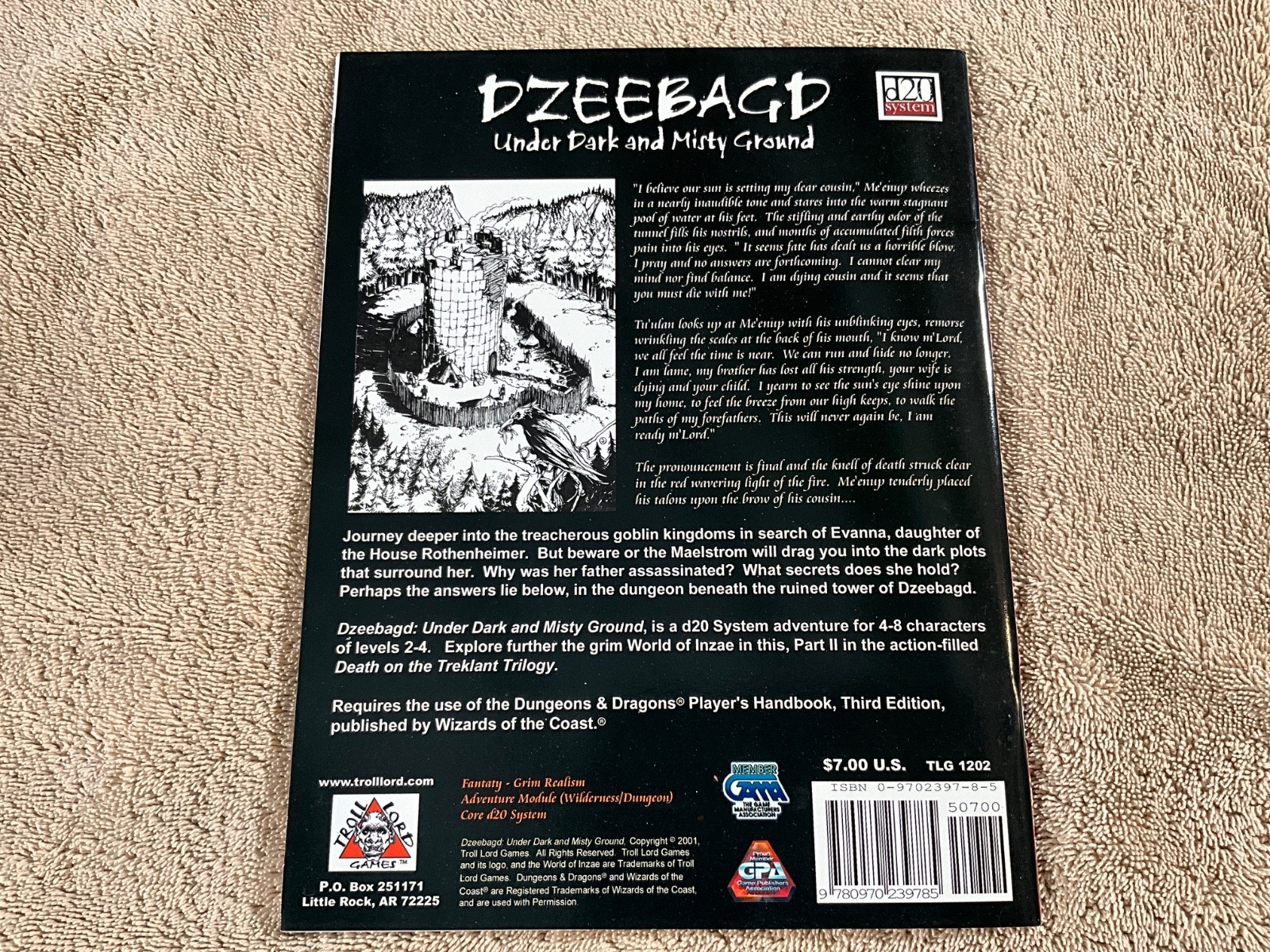 D20 Dzeebagd Under Dark & Misty Ground RPG Book Troll Lord 2001 PB