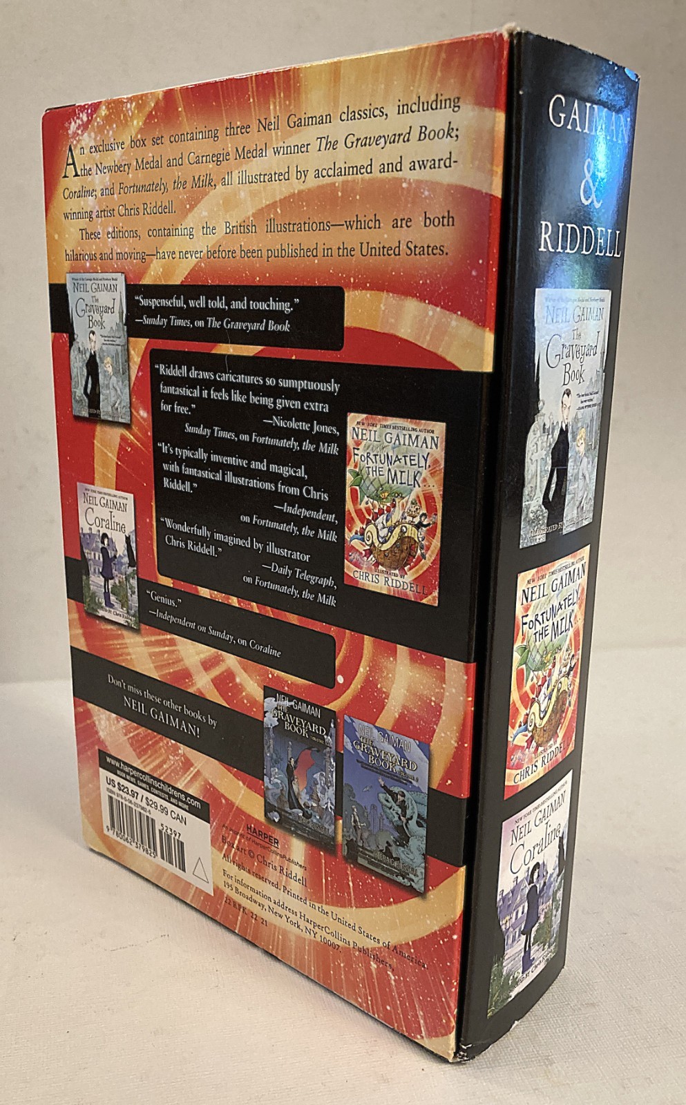 Neil Gaiman/Chris Riddell 3-Book Box Set Coraline/The Graveyard Book Like NEW