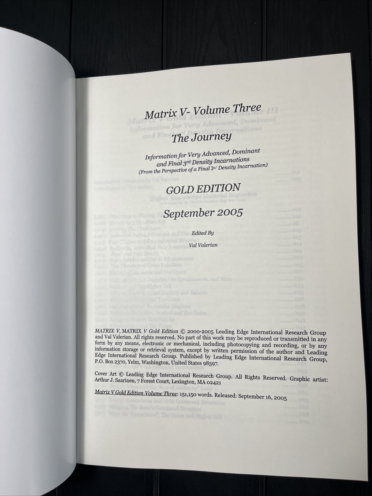 MATRIX V 5,Volume 3,The Journey, by Valdamar Valerian,UFO,Alien,Occult,REPRINT