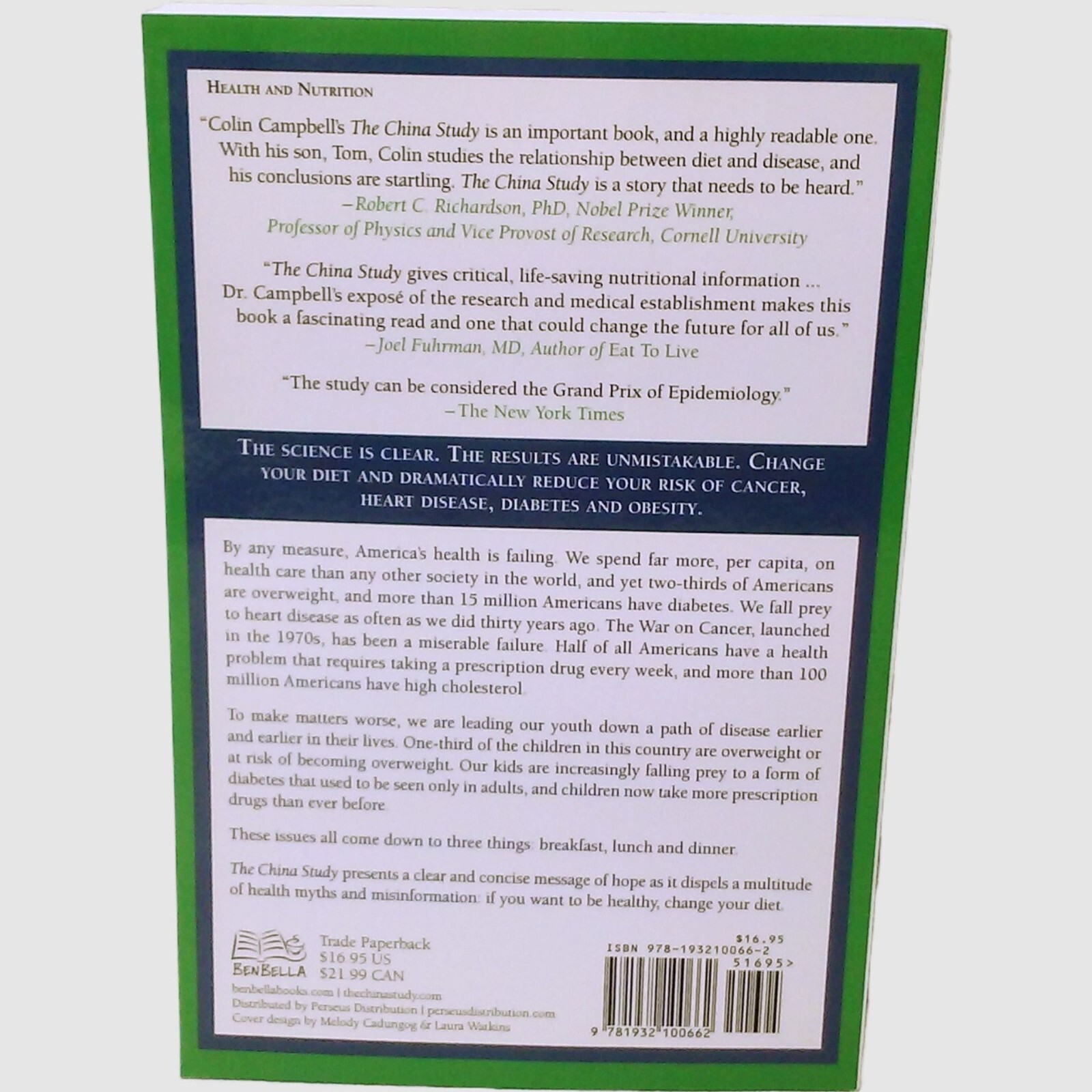 The China Study T. Colin Campbell BenBella 2006 Softcover Nutrition Health Diet