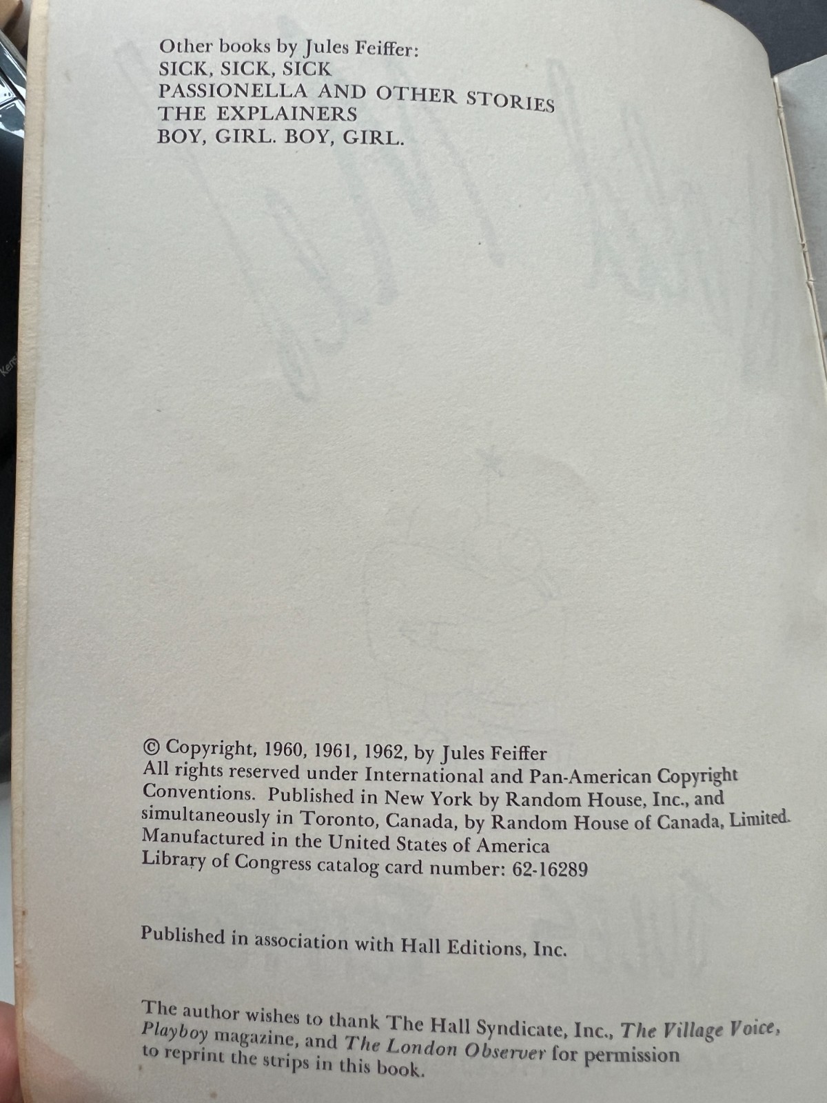 Hold Me! – Jules Feiffer, First Edition 1962 Random House Village Voice Cartoons