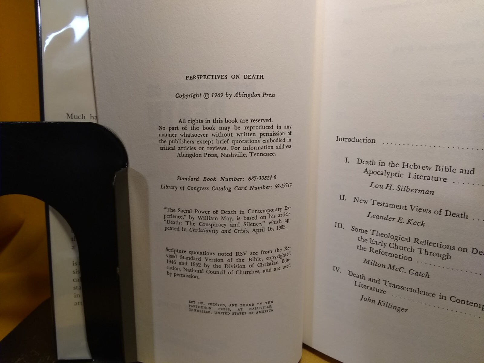 Perspectives on Death, Liston O. Mills, 1969 HCDJ ex-library Abingdon Press