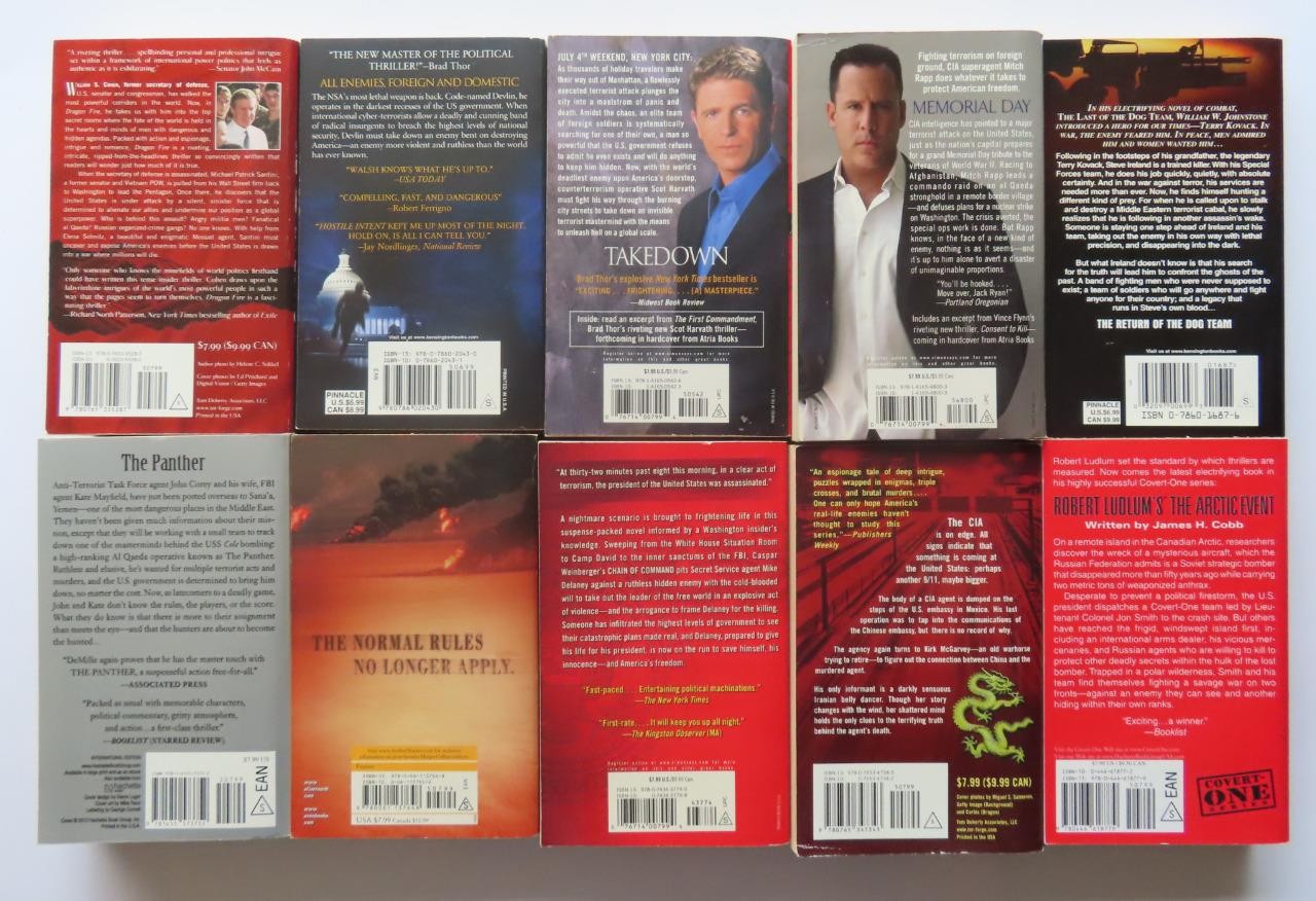 Lot of 20 Thriller / Adventure Paperbacks Current Titles & Authors VG Condition