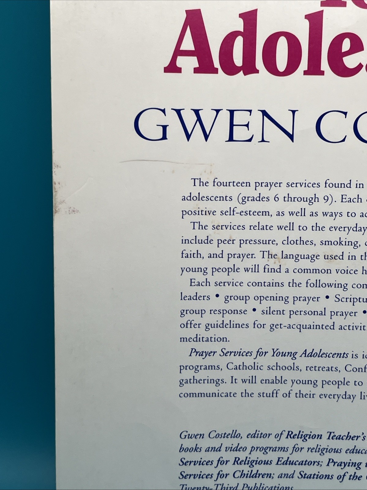 Prayer Services for Young Adolescents by Gwen Costello (1994, Trade Paperback)