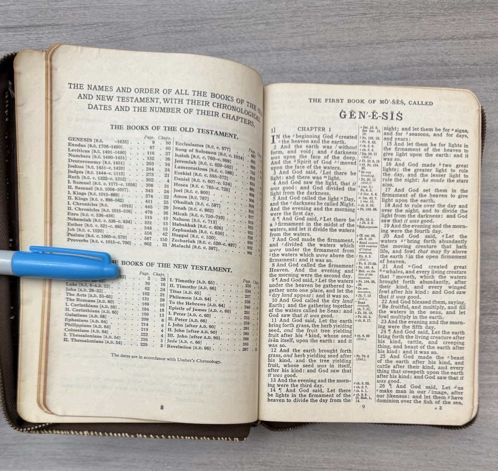 Oxford KJV Bible Brown Basketweave LEATHER Zipper; 1948; Red Letter; Illustrated