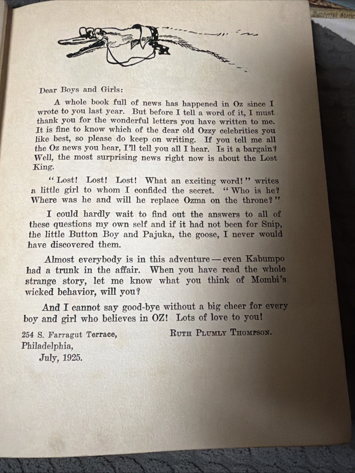 THE LOST KING OF OZ by Thompson, Ruth Plumly and L. Frank Baum 1925 Color Prints