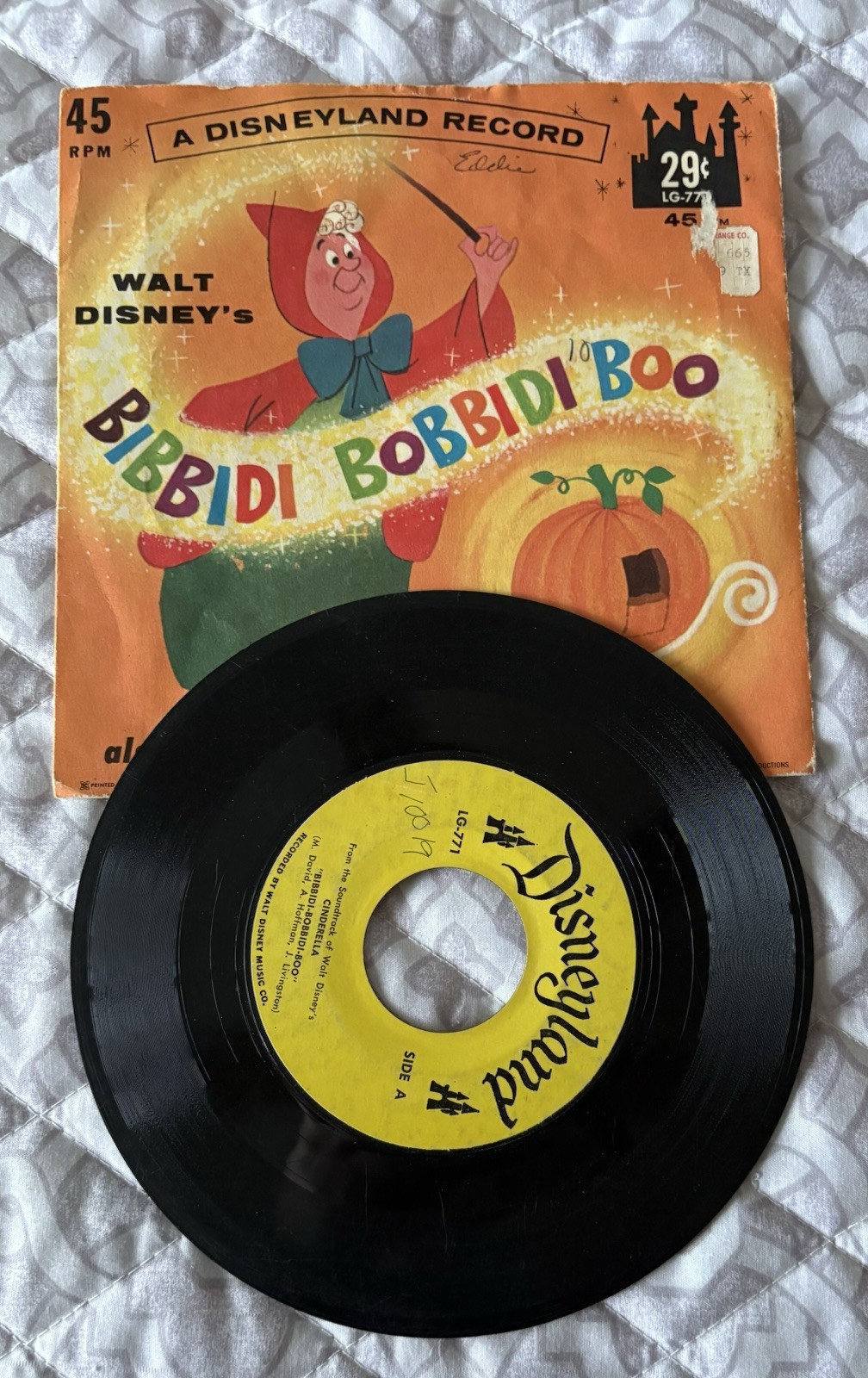 Lot 5 Disneyland 45 Rpm Records Cinderella Mary Poppins Ugly Bug Ball Oz 1962