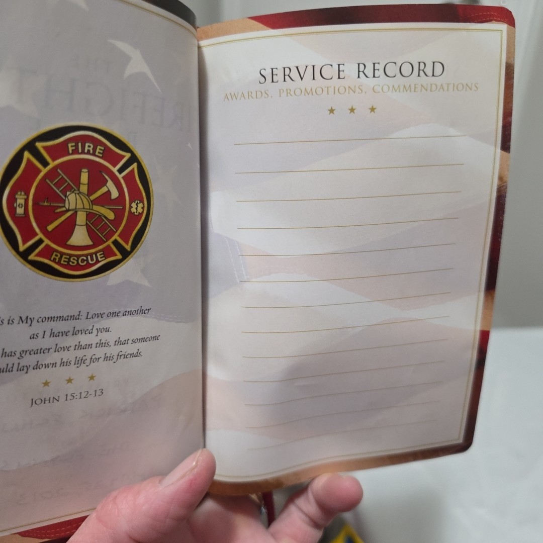 Firefighter’s Bible Soft Red Simulated Leather Red Letter 7×5″ Holman HCSB 2012