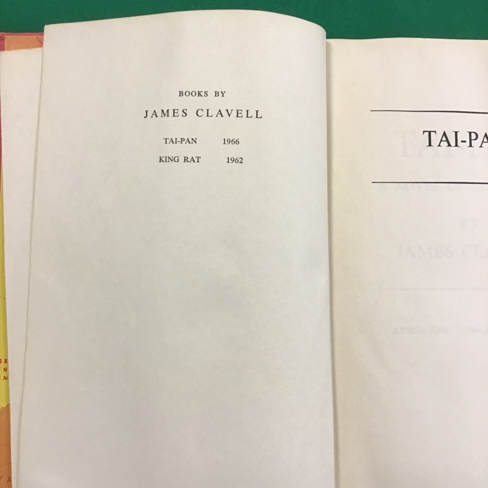 TaiPan James Clavell 1966 Hardcover No Dust Jacket 1st Edition Atheneum Shogun