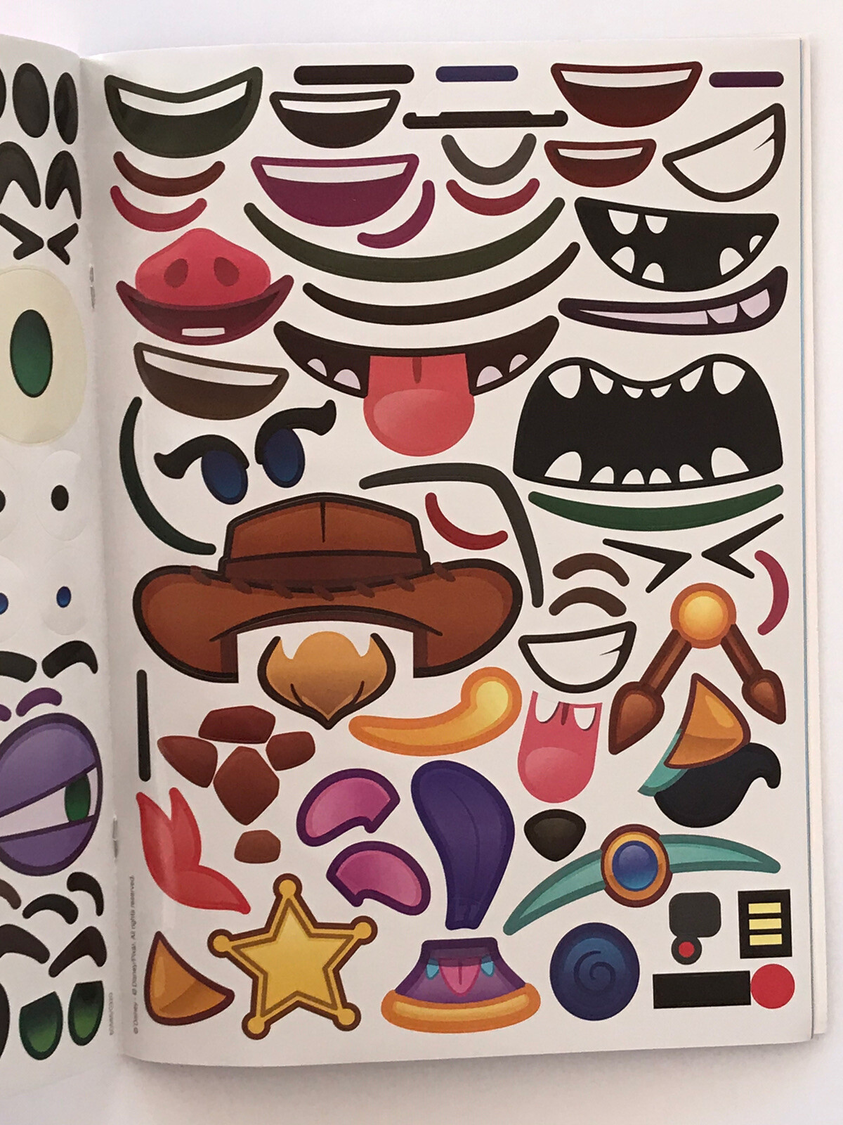 2 Disney Emoji Stickertivity Funny Faces Books 16 pages of Faces, Sticker Sheets