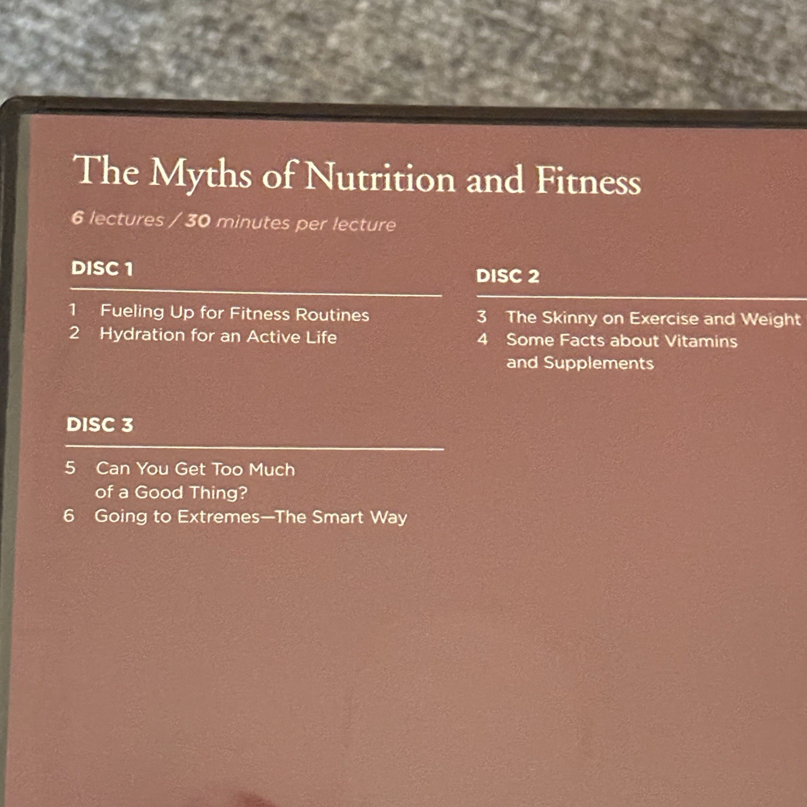 The Great Courses Myths of Nutrition and Fitness DVD 3-Disc Set Guidebook Health