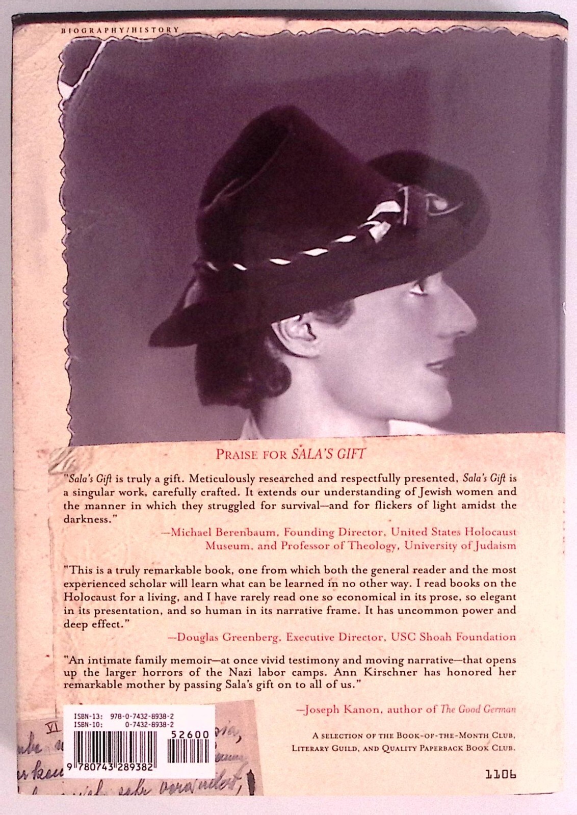 SALA’S GIFT ANN KIRSCHNER MY MOTHER’S HOLOCAUSE STORY HARDBACK DJ EXC B1395