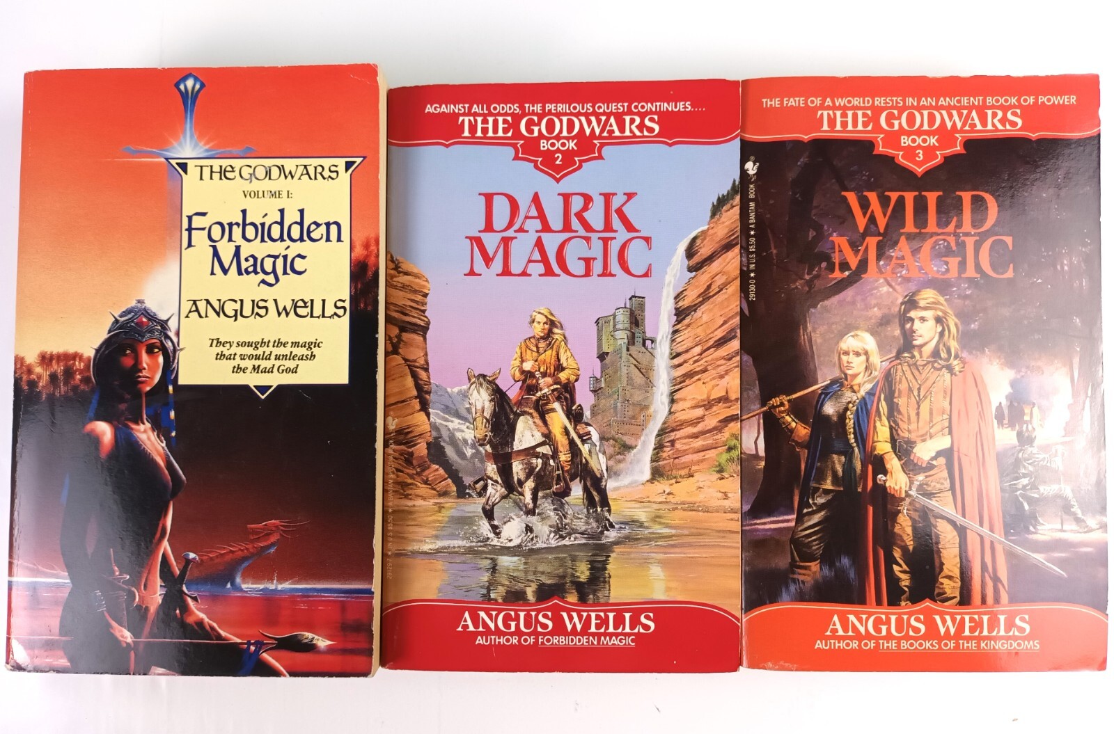 3 ANGUS WELLS THE GODWARS BOOK BUNDLE. FORBIDDEN DARK WILD MAGIC. VGOOD