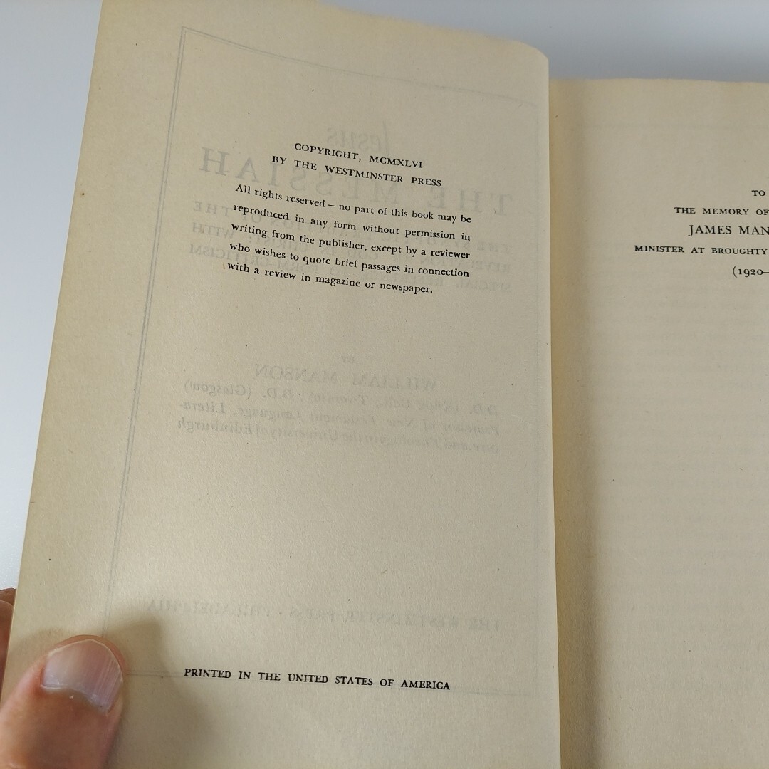 Jesus The Messiah by William Manson 1946 Westminster Press Hardcover