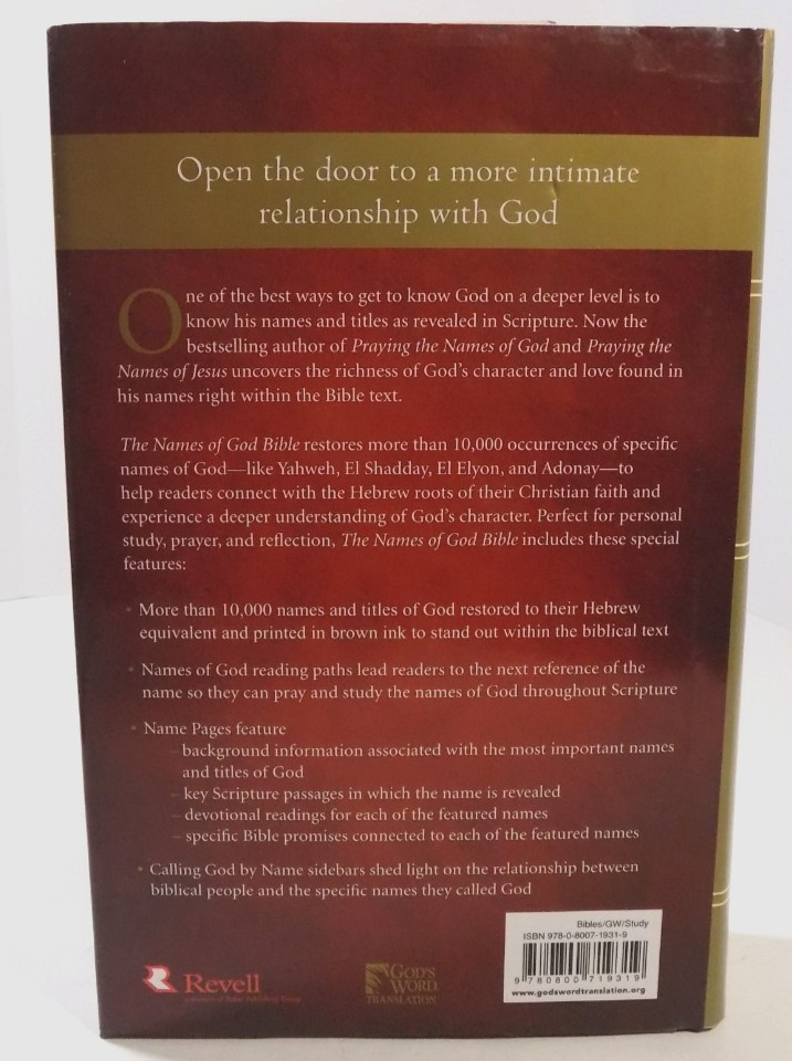 Names of God Bible by Ann Spangler (2011, Hardcover) Pre-owned with Dust Jacket
