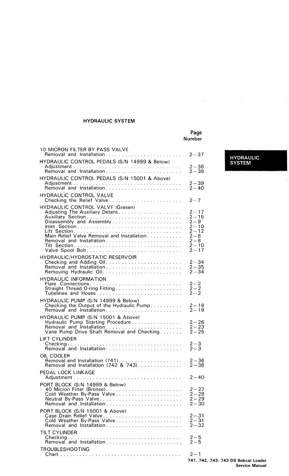 BOBCAT 741 742 742B 743 743B 743DS SERVICE MANUAL – WIRE FASTENED – TOUGH JACKET