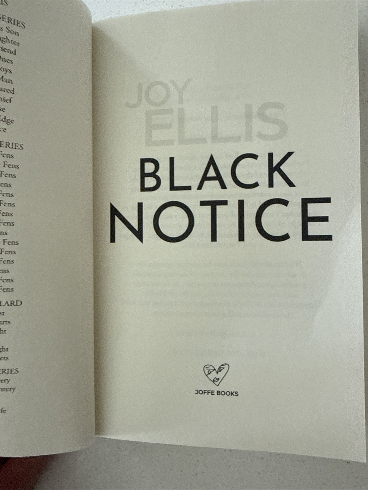 Joy Ellis Black Notice (Paperback) Di Jackman & DS Evans