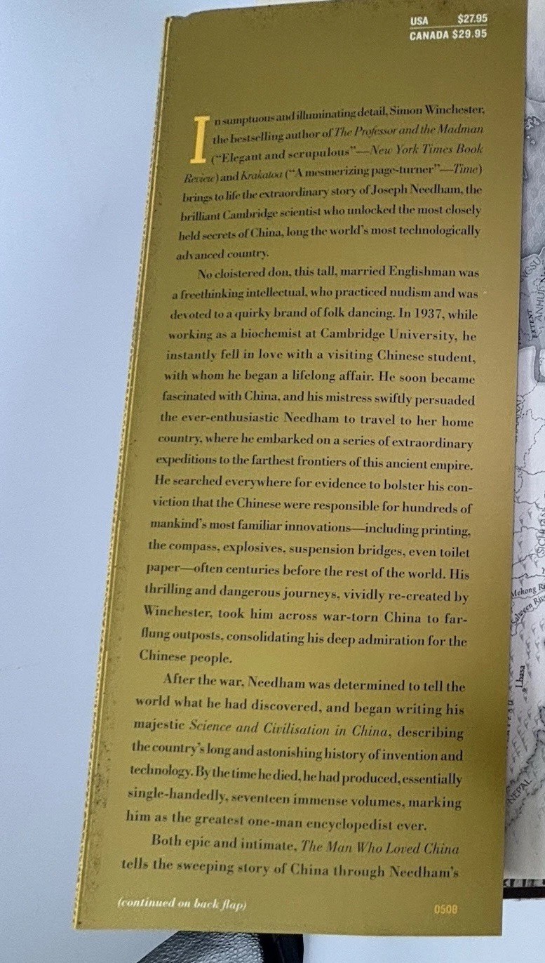 The Man Who Loved China, Simon Winchester. Harper 2008. Signed First Printing.