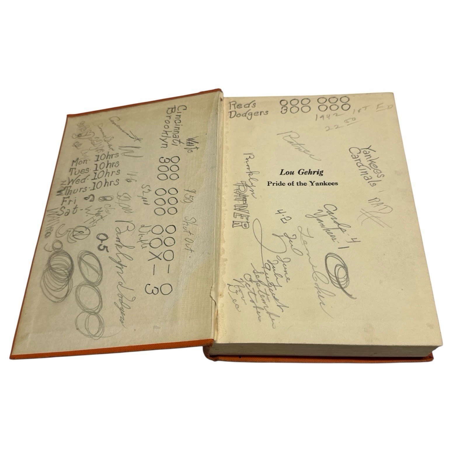 1942 Lou Gehrig Pride of the Yankees Hardcover Baseball MLB Collect 1ST EDITION