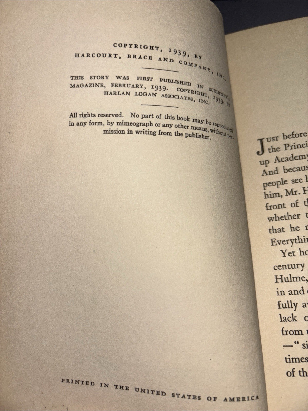 The Election on Academy Hill Dorothy Canfield, HC 1939 Harcourt, Brace And Co