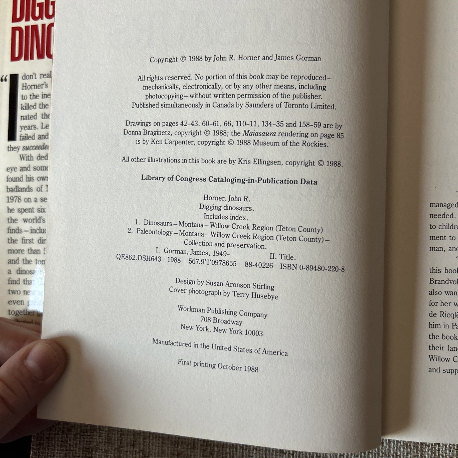Digging Dinosaurs by James Gorman and John R. Horner (1988, 1st Edition)