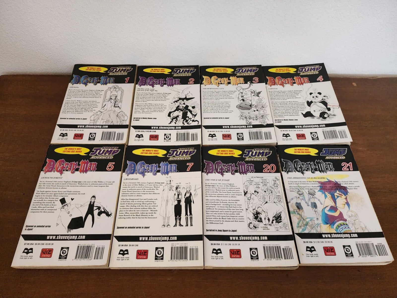 D.Gray man Volumes 1,2,3,4,5,7,20,21 Manga Lot of 8, English Shonen Jump Anime