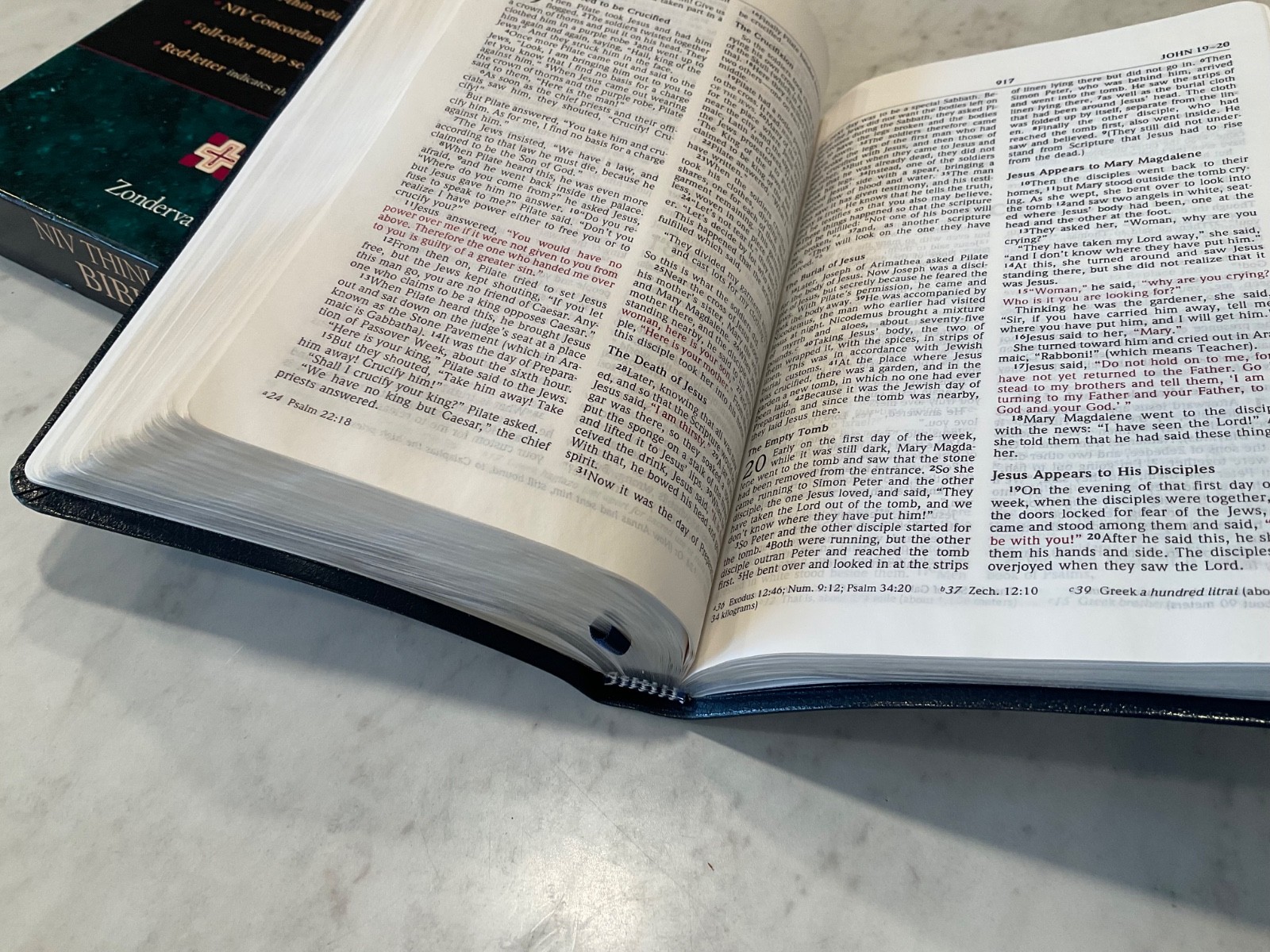 NIV Thinline Bible 1996 Navy Bonded Leather 1984 Text Original Box