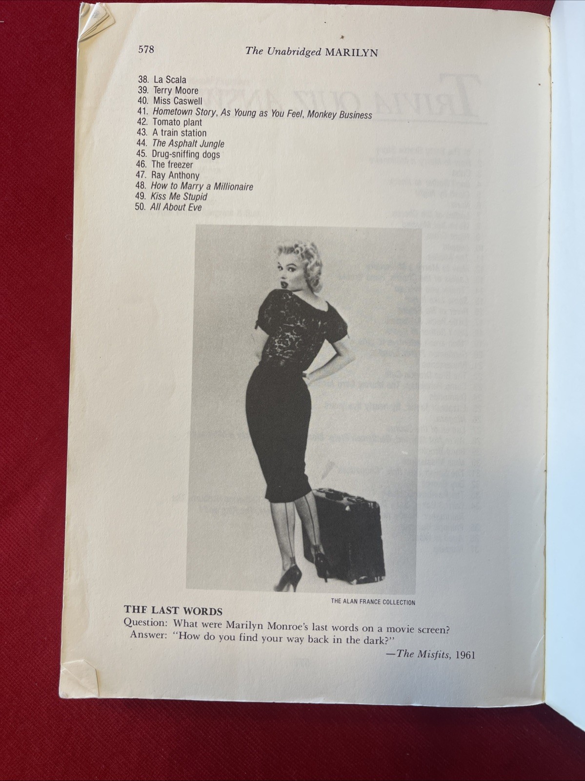 THE UNABRIDGED MARILYN HER LIFE FROM A TO Z 1987 includes newspaper clippings.