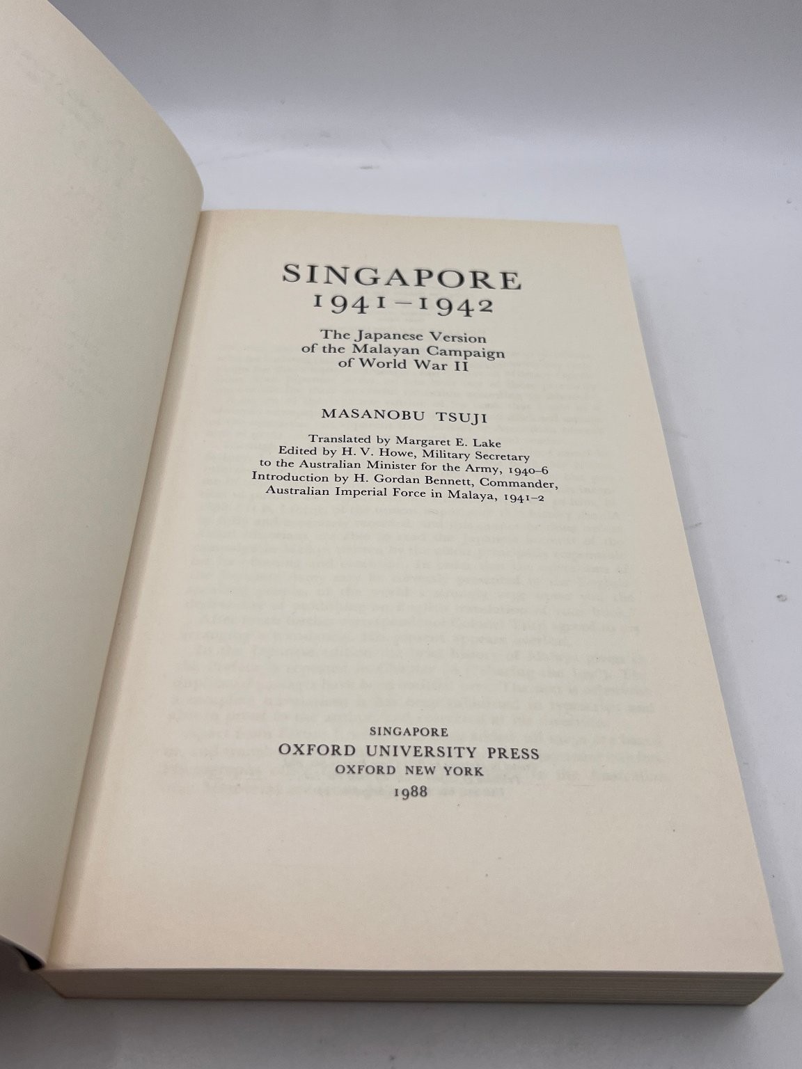 Singapore 1941-1942 Masanobu Tsuji Oxford University Press World War II Book