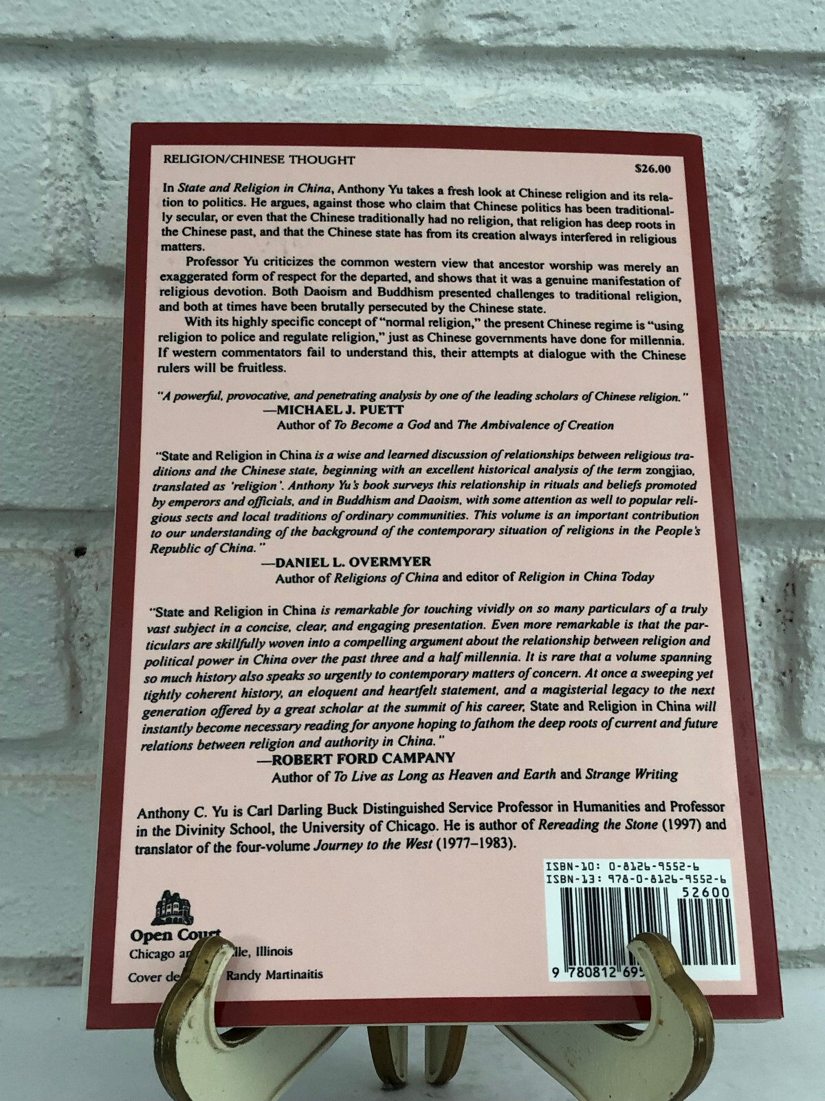 State and Religion in China by Anthony C. Yu (2005, Trade Paperback)