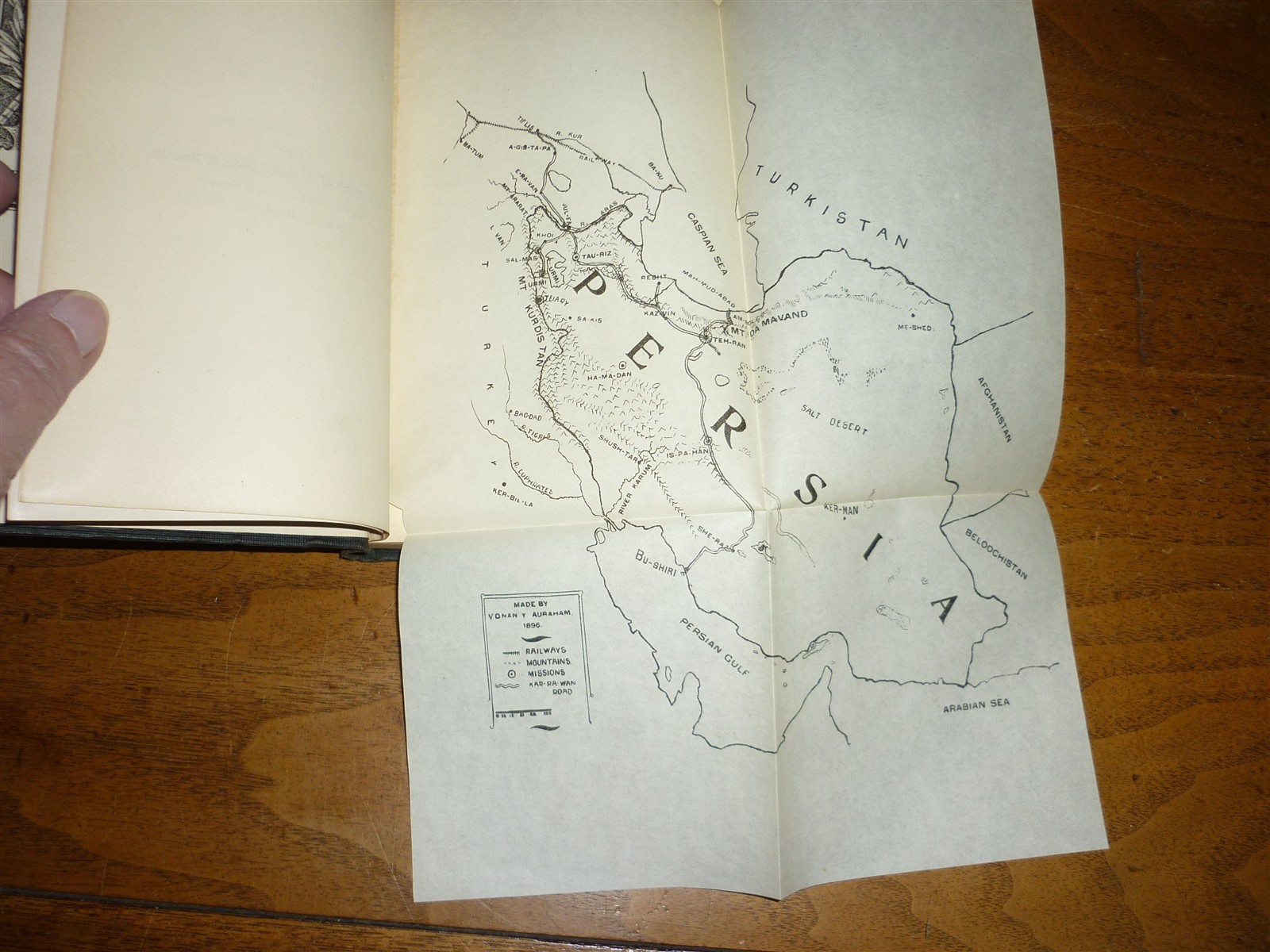 Yonan Y Auraham. The Persia of To-day. 1896. Iran. Fold-out map. VG copy.