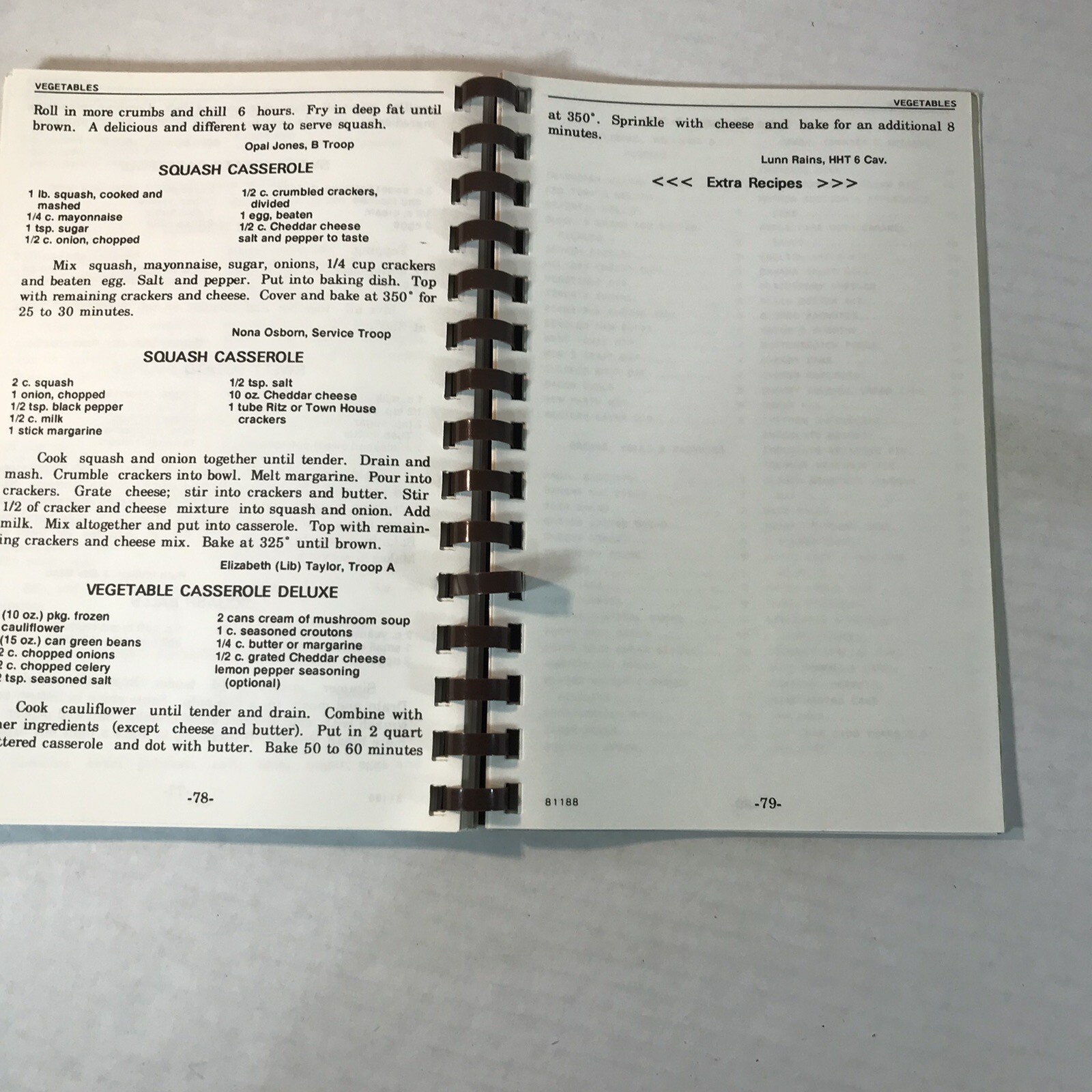 Vintage 1987 Cherished Recipes Spiral Bound PB Acceptable USA
