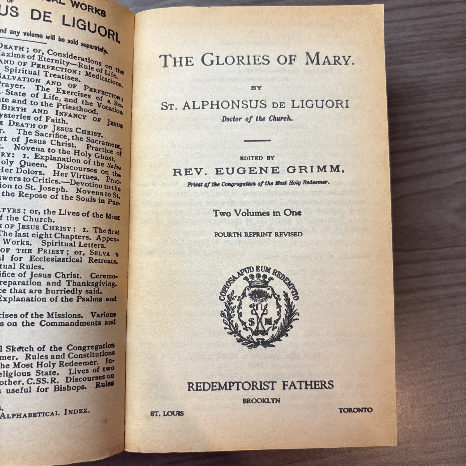THE GLORIES OF MARY, Volumes 7 & 8 Complete St Alphonsus De Liguori Dr of Church