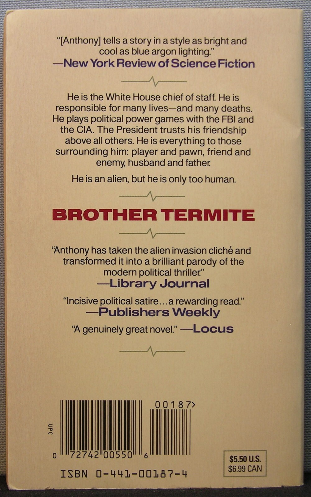 Anthony, Patricia – Brother Termite PB 1st Printing 1995 Very Good