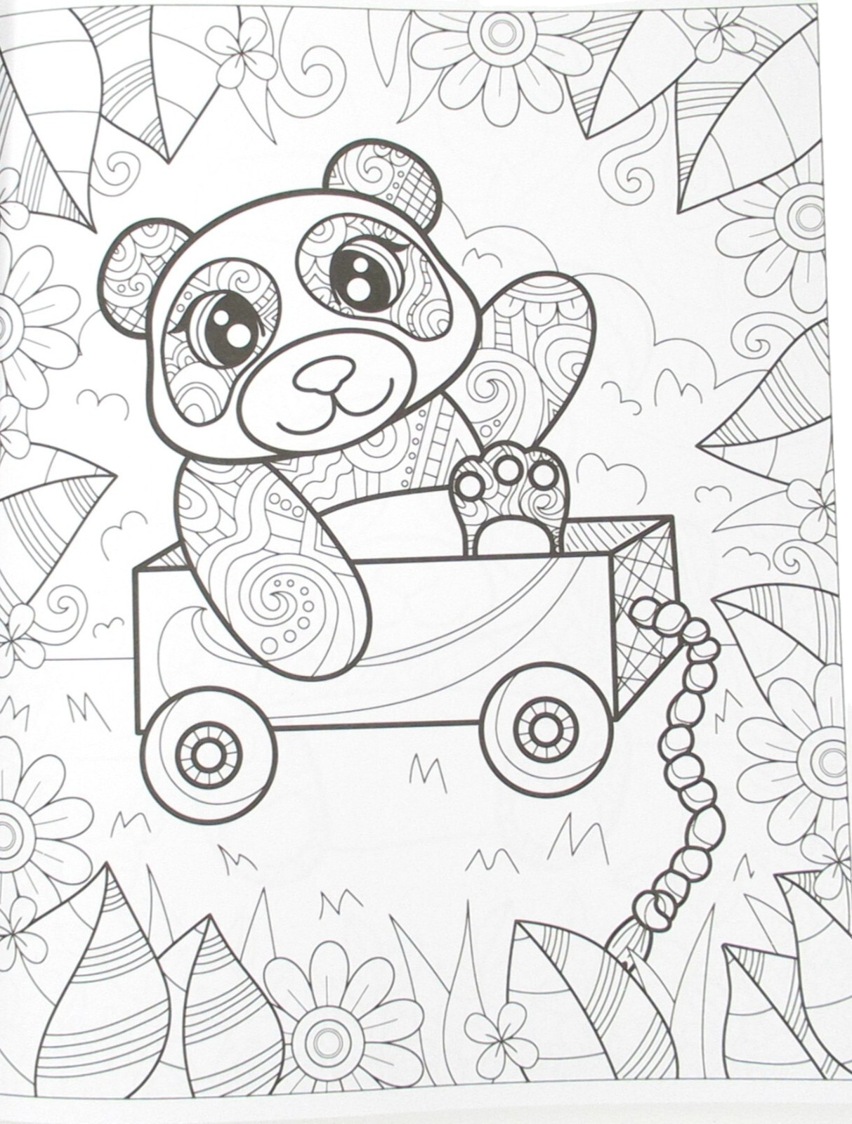 Zendoodle Coloring Book Panda Playtime 60 designs adult teen with tear out pages
