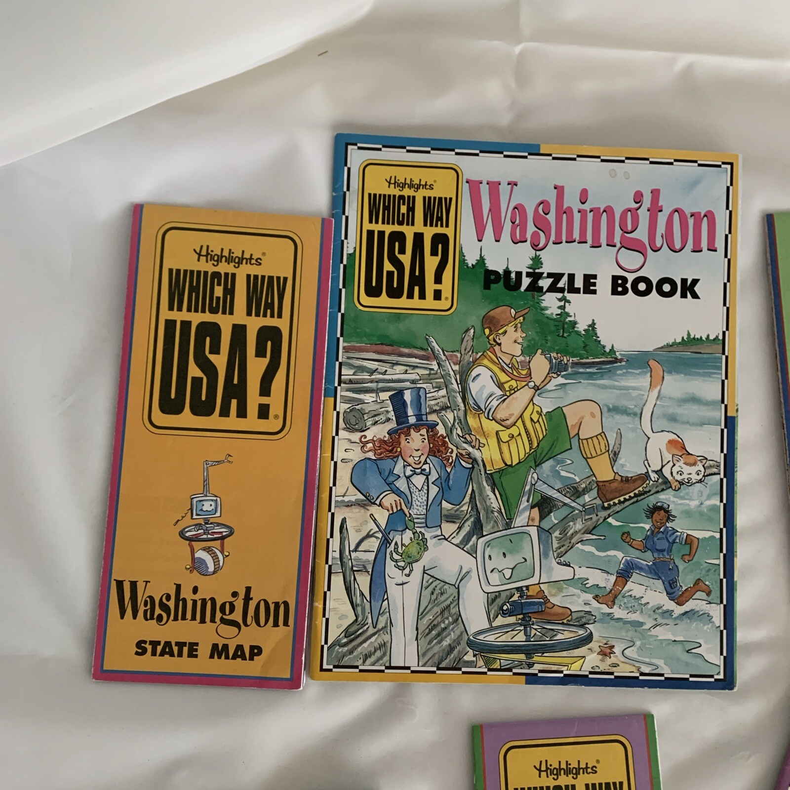 Highlights Which Way USA? State Puzzle Activity Book & Map Lot of 8 Home School