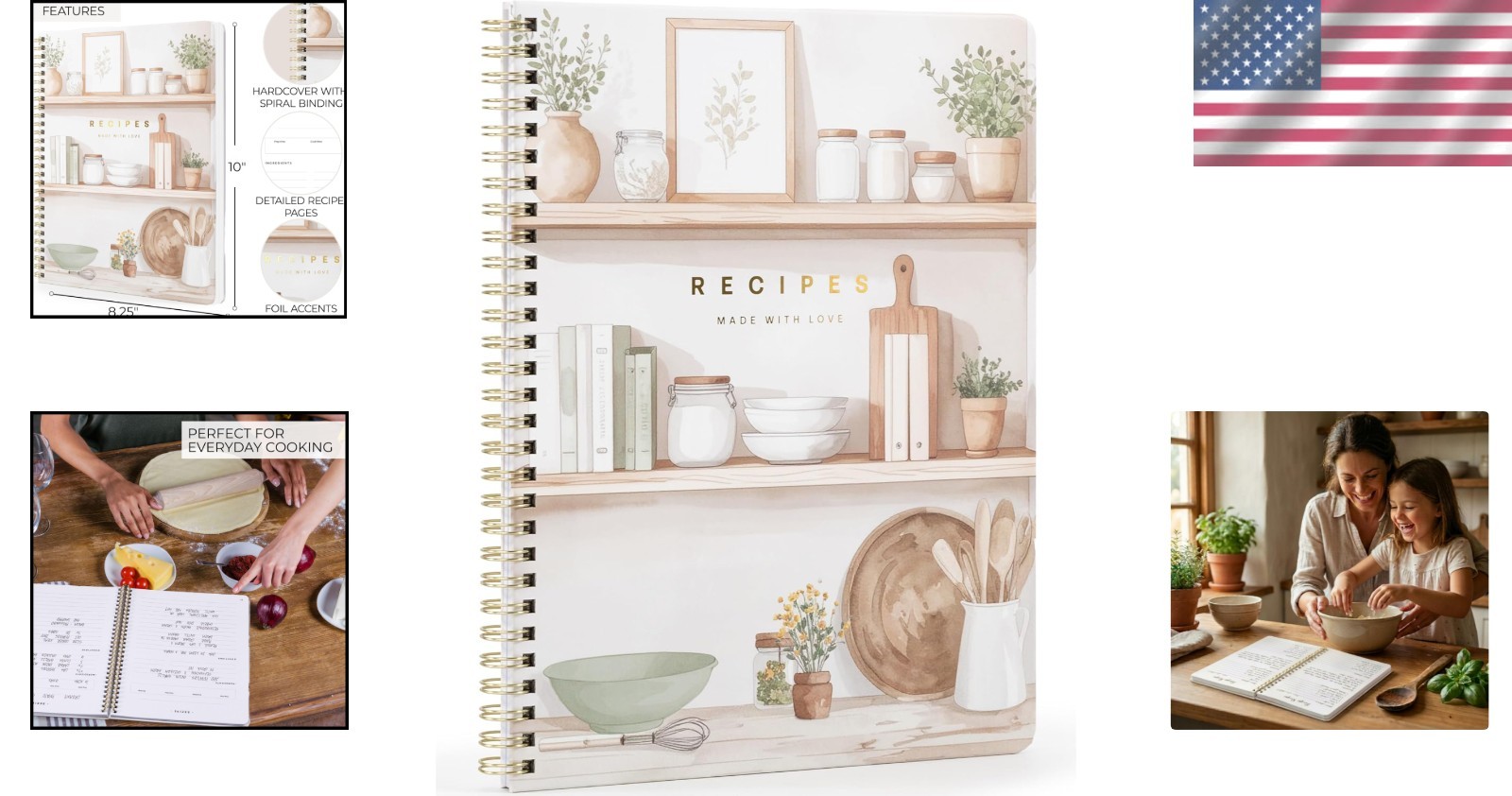 Beige Recipe Organizer – 106 Pages for Cherished Meals & Generational Flavors